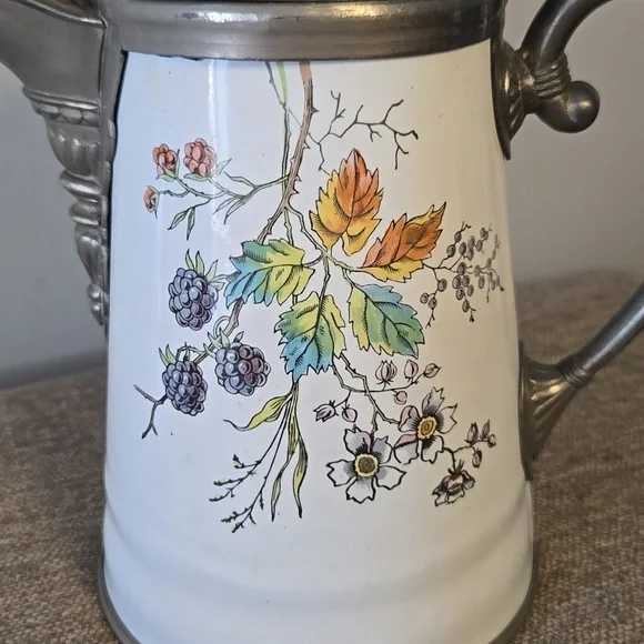 Manning Bowman & Co Pewter and Enamelware Autumn Coffee and Tea Pot, Graniteware